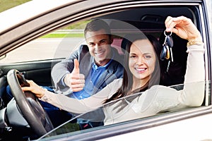 Driving instructor and woman student