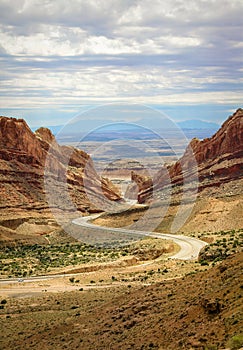 Driving on Interstate 70 Highway in Utah.