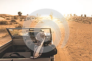 Driving Land Rover in the desert of Dubai - UAE