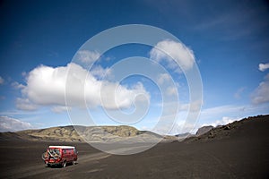 Driving on lava sand
