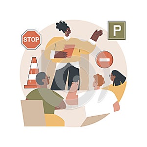 Driving lessons abstract concept vector illustration.