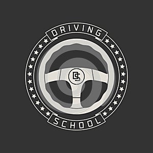 Driving license school vector logo, sign, emblem