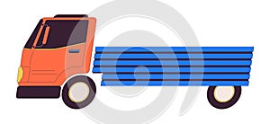 Driving lorry 2D linear cartoon object