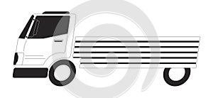 Driving lorry black and white 2D line cartoon object