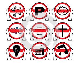 Driving Not Allow Forbidden Signs Logo Icons