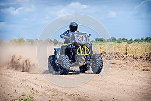 Driving off-road with quad bike or ATV vehicles. 4x4