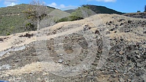 Driving off-road on the windward side of an island in the grenadines