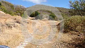 Driving off-road on the windward side of an island in the grenadines