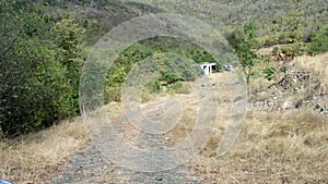 Driving off-road on the windward side of an island in the grenadines