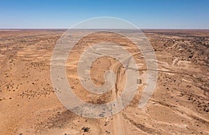 driving through the outback desert.