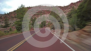 Driving Plate Zion Mt Carmel Highway S 18 Front View Utah Southwest USA