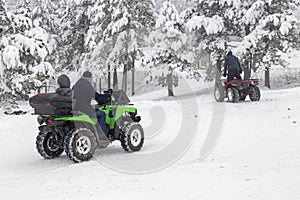 Driving Quad ATV through snow