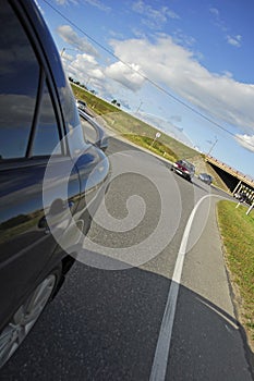 Driving on a quiet freeway