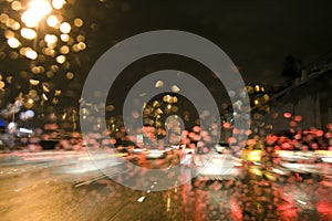 Driving in the rain on freeway at night