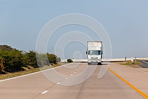 Driving Road Highway White Truck Landscape