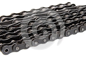 Driving roller chain isolated on a white background photo