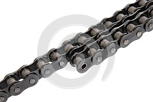 Driving roller chain isolated on a white background photo