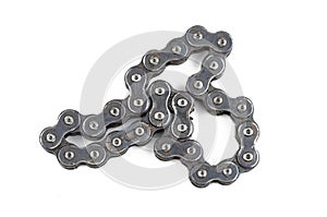 Driving roller chain isolated on white background.Copy space