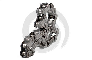 Driving roller chain isolated on white background.Copy space