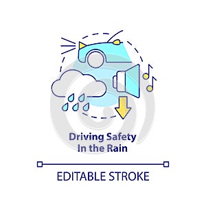 Driving safety in rain concept icon