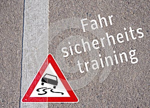 Driving safety training asphalt in German