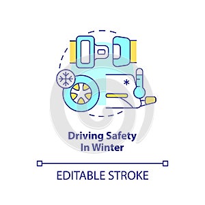 Driving safety in winter concept icon