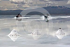 Driving in Salar de Uyuni