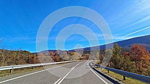 Driving through the Salazar Valley, Valle de Salazar in Navarre, Navarra Spain