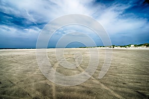 Driving on sandy beach at outer banks north carolina