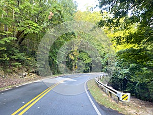 Driving through the the scenic area of Tallulah Falls State Park in Georgia USA