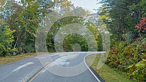 Driving through the the scenic area of Tallulah Falls State Park in Georgia USA