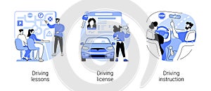 Driving school abstract concept vector illustrations.