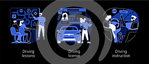 Driving school abstract concept vector illustrations.