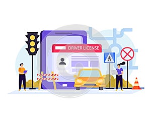 Driving School Flat Colored Composition