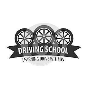 Driving school logo and emblem template. Auto education. Vector illustration.