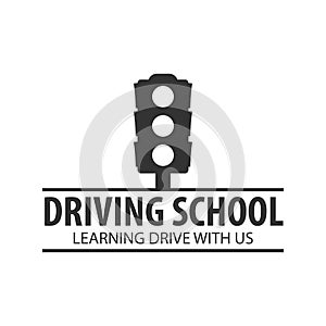 Driving school logo and emblem template. Auto education. Vector illustration.