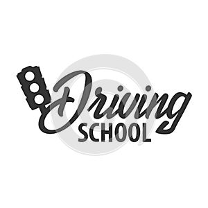 Driving school logo and emblem template. Auto education. Vector illustration.