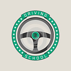 Driving school vector logo, sign, symbol, emblem