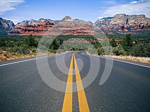 Driving in Sedona, Arizona towards Mescal Mountain