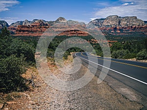 Driving in Sedona, Arizona towards Mescal Mountain