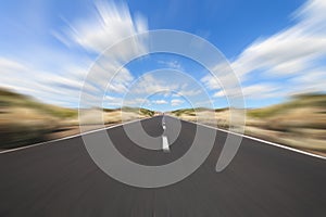 Driving straight forward on highway - motion blur