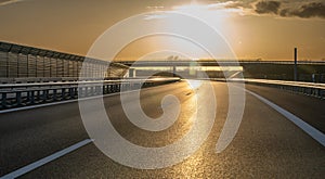 Driving into the sun at a German Autobahn.