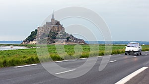 Driving to Mont St Michel in Normandy