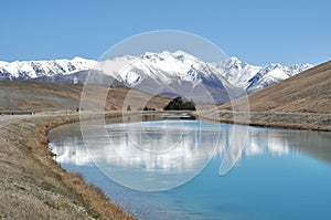 Driving to Mt Cook. Mackenzie Country