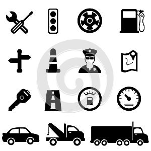 Driving and traffic icons