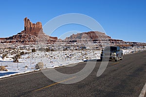 Driving Traveling Winter Desert American Southwest