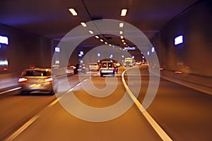 Driving through a tunnel in Netherlands