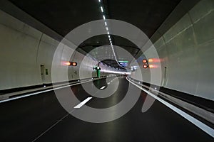 Driving through a tunnel in Switzerland