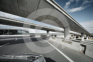 Driving under overpass