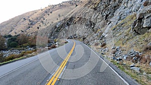 Driving up the Narrow Kern River Gorge, Route 178 in Califonia